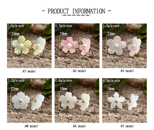 Boucles d'oreilles clous fleur <span class=keywords><strong>pour</strong></span> femme, faites à la main, forme Sakura à cinq pétales, lueur nacrée, légères (0,5g), style clip-on perforé, esthétique quotidienne - Product Image 2