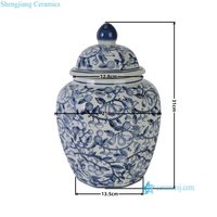RXET17-A  Jarre générale octogonale en porcelaine chinoise bleue et blanche antique avec motif de gourdes entrelacées