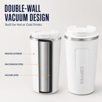 Mug à café de haute qualité, tasse de voyage portable sous vide, faible MOQ d'usine, garde au chaud et au froid, gobelet isotherme en acier inoxydable