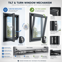 Ventana Vertical Moderna Personalizada de Aleación de Aluminio con Rotura de Puente Térmico y Doble Acristalamiento para Uso en Oficinas y Hoteles