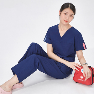En solde : Tenue de travail pour dentistes, uniforme extensible pour médecins et infirmières, ensemble blouse et <span class=keywords><strong>pantalon</strong></span> en polyester et coton pour clinique, uniforme <span class=keywords><strong>médical</strong></span> économique - Product Image 4
