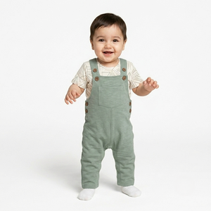 Combinaison en coton pour bébé, salopette à boutons sur le devant, avec poches, idéale pour l'extérieur - Product Image 1