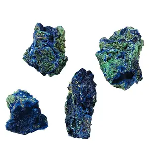 Vendita all'ingrosso di cristalli blu naturali in pietra Azurite non lucidati modello curativo stile Feng Shui tema buddismo 1 stampa a colori