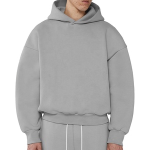 Sweat-shirt à capuche personnalisé de haute qualité, 500 g/m², style streetwear, en coton, unisexe, surdimensionné, uni, sans motif - Product Image 2