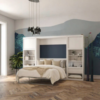 Lit mural Murphy vertical moderne et dissimulé, sur mesure, pliable, gain de place, taille Queen, en bois de pin, mobilier de maison