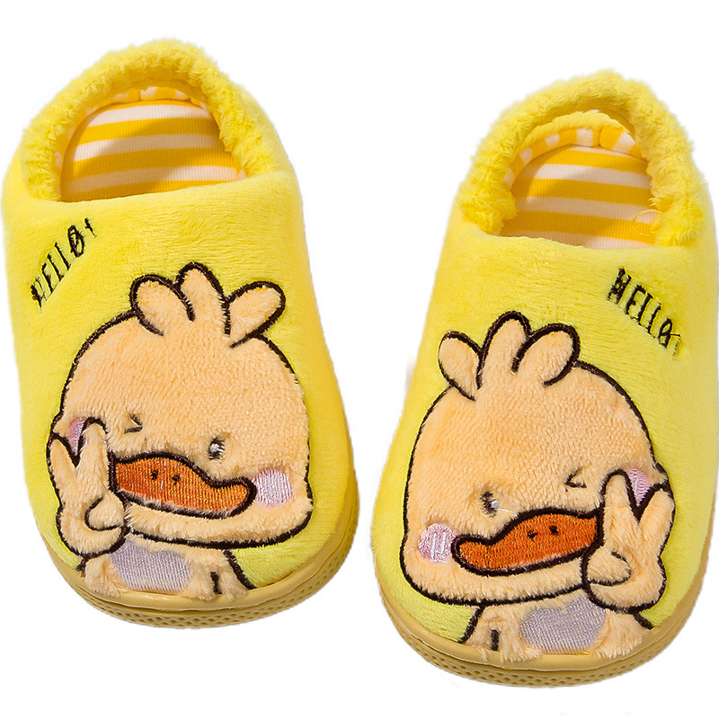 2021 Autumn Winter Slipper Girls Lovely Cartoon Print Indoor Home Fur Warm Slippers Boys Kids Casual Non-Slip Cotton Slippers