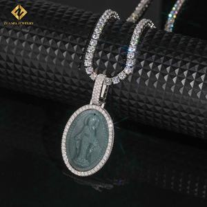 Vente flash Pendentif en moissanite taille brillant rond VVS Pendentif en jade vierge HipHop Pendentif en argent sterling 925 Passe le test du diamant GRA - Product Image 6