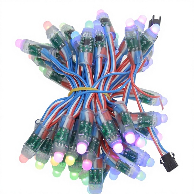 WS2811 12mm Diffused Digital RGB LED Module 5V IP68 Waterproof Individually Addressable 50pcs/Set for Billboard House Halloween