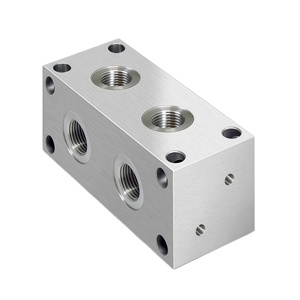 Изготовленные на заказ компоненты гидравлического коллектора из алюминия и нержавеющей стали с ЧПУ, 2 станции, входные сервисные порты 1/4 BSP - Product Image 4
