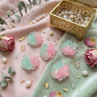 Resin Bunga Peony Artistik Bercahaya Transparan Warna Pink Mint Green Ice Firefly untuk DIY, Hadiah Pernikahan, Dekorasi Kulkas, Hasil Anodisasi Tangan