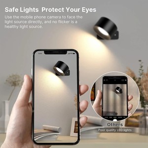 Lampada da Parete <span class=keywords><strong>LED</strong></span> Magnetica Ricaricabile 360° °   Faretto con telecomando wireless a rotazione per l'arredamento di camera da letto e soggiorno - Product Image 4