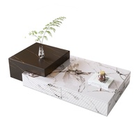 Ensemble de tables basses de salon modernes de designer italien, en bois et dalle de roche, extensible, mobilier contemporain, garantie 3 ans