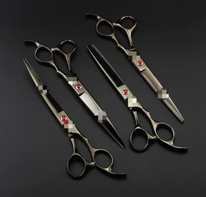 7.0 Inch Chuyên Nghiệp Chải Chuốt Kéo Đặt Cắt Mỏng Cong Kéo Vật Nuôi Cạnh Sắc Nét Kéo Con Chó 4 cái/lốc - Product Image 1