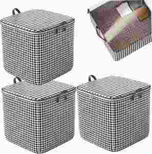 Large Pant Organize Bag Durable Handles Thick Fabric Storage Bag Bedroom Quilt <b>Clothes</b> <b>Box</b> for Blanket - Product Image 2