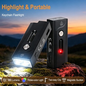 Lampe torche LED multifonctionnelle rechargeable, petite lampe torche à clé, super lumineuse, portable, compacte, plate, mini lampe torche pour le <span class=keywords><strong>camping</strong></span>, la randonnée - Product Image 2
