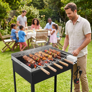 Lot de 6 brochettes à engrenages pour barbecue, en acier inoxydable, 470 mm, pour jardin, style traditionnel Foukou, vente en gros - Product Image 3