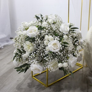 Venta caliente White Baby Breath Rose con arreglo floral verde Bola de flores y corredor para boda Stage Arch Hotel Decor - Product Image 3