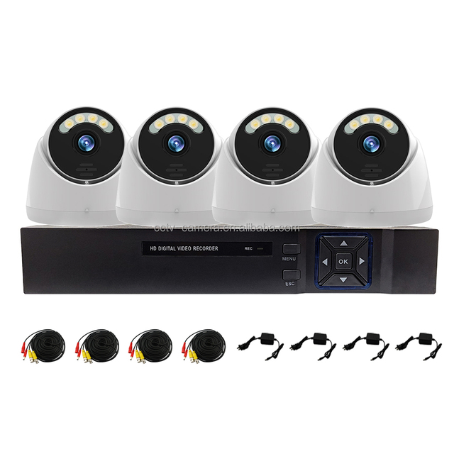 Complete Free Shipping China Full Color Night Vision Full HD Set 4 Channel CCTV Camera Combo DVR Kit