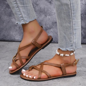 Sandalias Planas de Verano para Mujer, con Tiras Cruzadas, Hebilla en el Tobillo, Punta Abierta, Casuales, para la Playa, para Caminar a Diario - Product Image 5