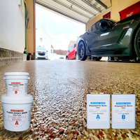 Kit de résine époxy à paillettes en fût de 15 kg, avec apprêt, couche de base et couche de finition polyuréthane pour revêtement de sol en béton pour garage et atelier de réparation - Offre Spéciale