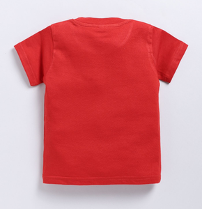 T-shirt régulier en pur coton imprimé pour garçons, couleur rouge vif avec impression graphique élégante de vélo freestyle, T-shirt doux et respirant - Product Image 2