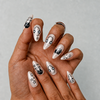 Faux ongles French Tip moyens en forme d'amande, 10 pièces, multicolores, brillants, en gel souple, à presser, pour femmes, cadeau, vente en gros, OEM