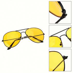 Lunettes de soleil de conduite nocturne en alliage pour hommes et femmes, avec logo personnalisé, verres jaunes anti-éblouissement, pour la conduite de nuit - Product Image 2
