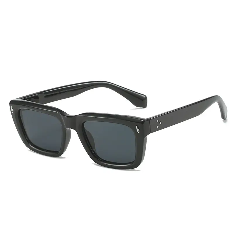 2023 New Custom Trendy Gafas De Sol Uv400 Women Men Glasses Black White Square Frame Designer Rivet Shades Sunglasses