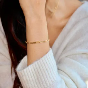 De gros chaîne cubaine amazon-Tomy — bracelet à chaîne plaqué or pour femmes, bijoux en acier inoxydable 316l, clip-papier, meilleure vente Amazon 2021