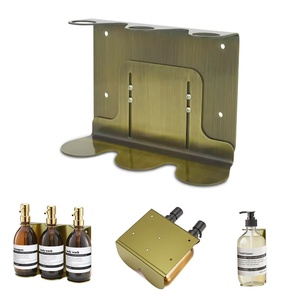 Soporte de pared personalizado de acero inoxidable cobre triple baño champú espuma dispensador de botellas de jabón soporte de almacenamiento para Hotel - Product Image 1