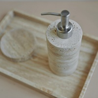 Haupt dekoration Naturstein Marmor Travertin Bad zubehör Set beige Travertin Flüssig seifensp ender