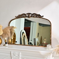 Miroir mural en métal cintré artisanal ART NEST, style baroque orné vintage, 35,43" de large x 29,13" de long, bronze antique vieilli