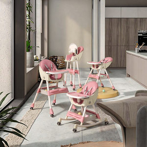 <span class=keywords><strong>Chaise</strong></span> haute bébé moderne pliable 3 en 1 en plastique avec fonction <span class=keywords><strong>de</strong></span> bascule, hauteur réglable, dispositifs <span class=keywords><strong>de</strong></span> sécurité et utilisation multifonctionnelle <span class=keywords><strong>pour</strong></span> les repas - Product Image 2