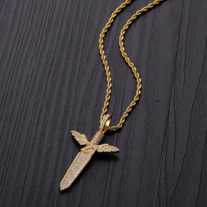 18 chico gay hombre hiphop helado lleno de diamantes oro <span class=keywords><strong>21</strong></span> <span class=keywords><strong>SAVAGE</strong></span> colgante ángulo espada collar - Product Image 3