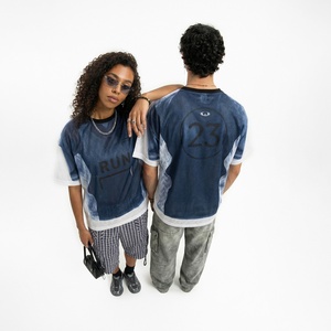 Camiseta de Manga Corta para Hombre, Cuello Redondo, Ligera, Holgada, con Estampado Digital Degradado, de Malla de Poliéster, de Secado Rápido, Estilo Urbano - Product Image 2