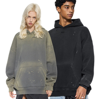 Sweat à capuche en coton épais 360 GSM pour homme avec logo personnalisé, imprimé dégradé effet éclaboussures, style streetwear vintage