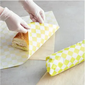 Pabrik Grosir Kustom Bungkus Pembungkus Berwarna Tahan Lemak Kertas Pembungkus Sandwich dengan Logo