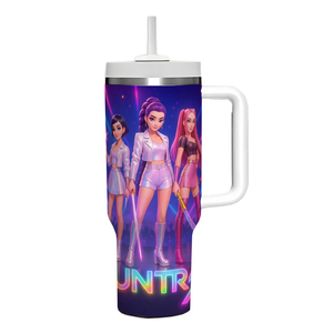 Vaso Térmico de Acero Inoxidable de 40oz con Diseño de Personajes de K-Pop (Rumi, Mira, Zoey), Gran Capacidad, para Viajes, con Asa - Product Image 6