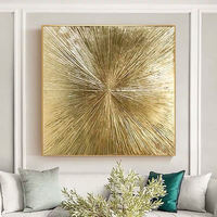 Peinture à l'huile abstraite moderne sur toile dorée, dessinée à la main, encadrée pour la décoration du salon, portrait, paysage, 100% peinte à la main, cadeau