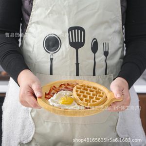 Bamboo Wooden Serving <b>Tray</b> With Handle Round For <b>Snacks</b> Fruits Cheese Parties - Product Image 3