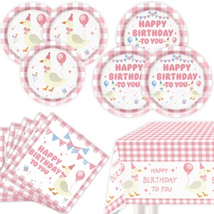 Décorations de fête d'anniversaire <span class=keywords><strong>pour</strong></span> bébé sur le thème du rose, assiettes en papier, papier de soie, set de nappes <span class=keywords><strong>pour</strong></span> accessoires de fête - Product Image 2