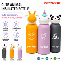 Botella de Agua Infantil de Acero Inoxidable de 350 ml, Tapa de Silicona con Dibujos Animados, Botella de Regalo Escolar para Niños, Logotipo Personalizado, OEM, ODM, Venta al por Mayor