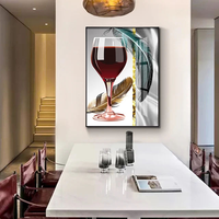Peinture décorative moderne en porcelaine de cristal pour salle à manger, art luxueux, peinture murale avec verre à vin