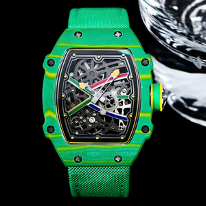 Montre automatique squelette de style RM haut de gamme, boîtier léger en fibre de carbone, design aux couleurs du drapeau sud-africain, montre-bracelet de sport de luxe - Product Image 3