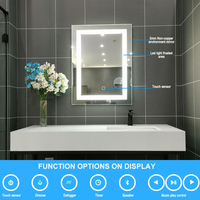 Miroir de salle de bain LED rectangulaire éclairé mural anti-buée avec lumière, prix d'usine Highzway