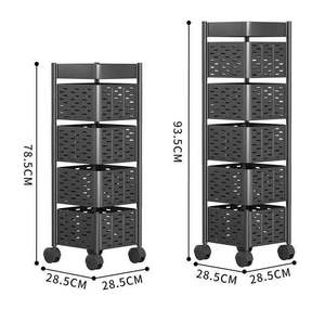 Multi Layer Rotatable Kitchen Storage <strong>Rack</strong> With <strong>Wheels</strong> for Home Floor Standing Fruit <strong>Vegetable</strong> Basket Storage - Product Image 3