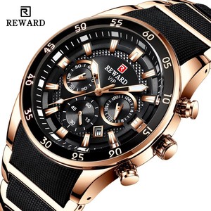 Montres pour hommes REWARD avec grand cadran, marque de luxe haut de gamme, montre de sport étanche, chronographe à quartz, date automatique, montres-bracelets - Product Image 1