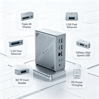 Station d'accueil USB-C 13-en-1 en alliage d'aluminium, triple écran 4K60Hz DP, Ethernet RJ45 2.5G, lecteur de carte SD, USB3.2 10Gbps, charge PD