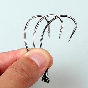 10 pezzi appiattito gancio a manovella da pesca medio 9003 in acciaio ad alto tenore di carbonio esca morbida - Product Image 3