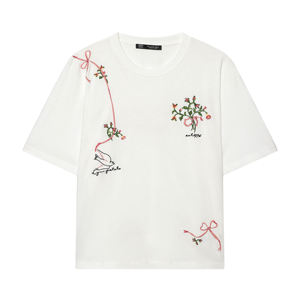 Vintage Crew Neck <b>Short</b> Sleeve Printed T Shirt Women Oversized Floral Pattern Regular Fit Spring Summer Organic Cotton Jersey - Product Image 1